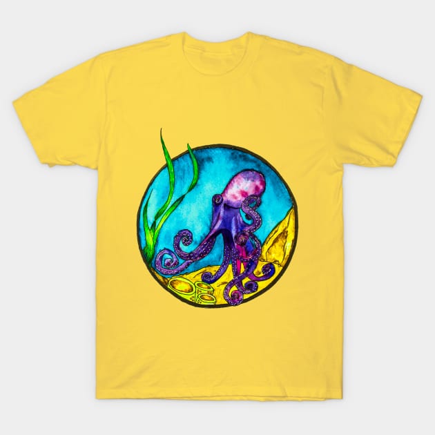 Octopus the Thinker T-Shirt by Bee Helen Art